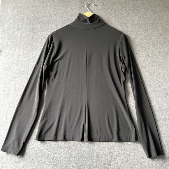 Norma Kamali Turtleneck Black Stretch Knit Neck Zip Long Sleeve-Women's Size XL - Picture 4 of 7